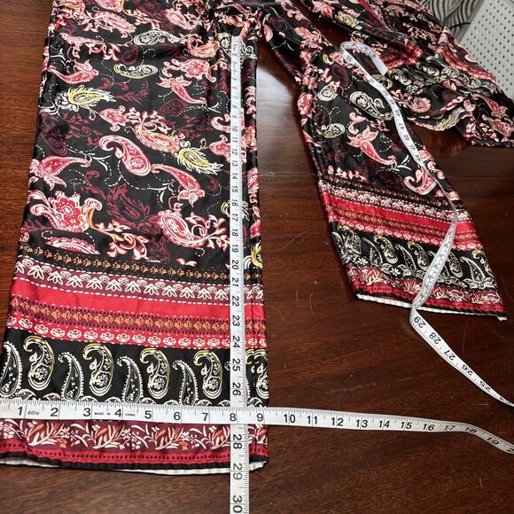 Cabernet Silky Satin Pajama Set Size M Paisley Dark Romantic Long Sleeve Classic - Picture 6 of 8